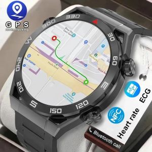 Android IOS NFC Smart Watch Men GPSトラッカーAMOLED HDスクリーン心拍数BluetoothコールIP68防水スマートウォッチ2024 NEW