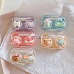 Kontaktlinstillbehör Mini Portable Cute Contact Lens Case Box Women Lovely Cartoon Lenses Container Travel Set Gift For Girl D240426