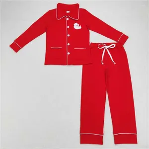 Clothing Sets Western Adult Men Embroidered Santa Pocket Collar Red Long Sleeve Pants Suit Wholesale Boutique Clothes RTS Summer