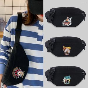 Waist Bags 2024 Student Bum Bag Mask Pattern Messenger Chest Leisure Sports Canvas Fanny Pack Convenient