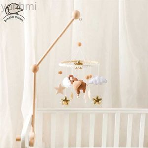 Mobiler# Baby Rattle Toy 0-12 månader filt trä mobil nyfödd musiklåda virkning sängklocka hängande leksaker hållare konsol spädbarn spjälsäng leksak D240426