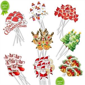 Inne imprezy imprezowe 24/48pcs Cartoon Christmas Cake Topper Santa Claus Tree Tree Cupcake na rok Noel Navidad D Dh0ng