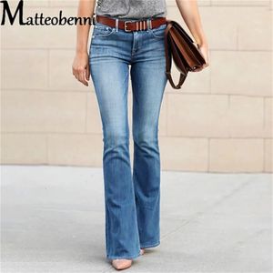 Calça jeans de flare mulheres de jeans vintage ladras sexy na cintura alta calça de bolso de bolso de bolso largo 240416