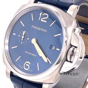 高品質の時計ムーブメントメカニカルオートマチックメンズウォッチPenerei lumiinor Due Blue Dial Titanium 42mm Watch PAM 927- PAM00927- Brand New