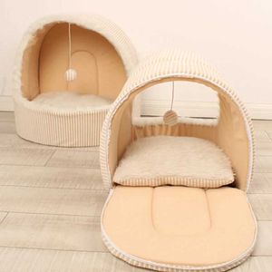 Cat Carriers Crates Houses Warm dog bed tent autumn winter Teddy pet small dog house cat bag soft bed mini dog mat 240426