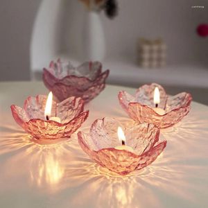 Candle Holders Creativity Leaf Shape Small Glass Candlestick Candlelight Dinner Christmas Decoration Home Party Bar Romantic