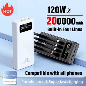 Cell Phone Power Banks 200000mAh pack 120W bidirectional fast equipped with charging cable large capacity mobile power supply original free shipping 240424