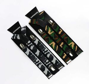 Winfox Camo Mens Trouser Suspenders 1 Inch Wide YShape Army Green Camouflage Suspenders Mens Braces Q05285193420