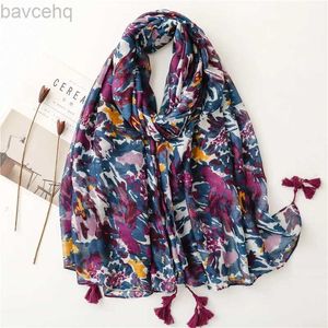 JY52 Shawls 2023 Fashion Paisley Abstract Floral Tassel Viscose Shawl Scarf Lady High Quality Wrap Thin Pashmina Stole Muslim Hijab 180*90Cm d240426