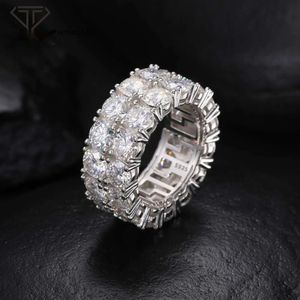 Fashion Shiny 2 Rows Moissanite Ring For Men Pass Diamond Tester Sterling Sier Jewelry Rings