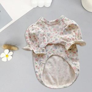 Dog Apparel Fine Workmanship Pet Clothes Stylish Floral Pattern Soft Pullover With Puff Sleeves Comfortable Cat For Pets