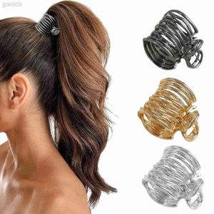 Hårklipp Barrettes Fashion Gold Color Hollow Geometric Hair Clips Metal Hair Claw Cross Hairclip Headband Hairpin Hair Crab Women Hair Accessories 240426