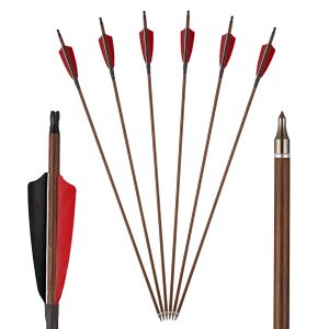 Arrow 6/12 peças, 4 polegadas, três cores diferentes, besta de penas reais, 6,2 mm de diâmetro interno, besta esportiva ao ar livre de carbono misto