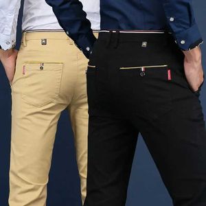 Men's Pants 2024 New Korean Mens Casual Elastic Pants Ultra slim Fit Trousers High Quality Straight Elastic PantsL2404