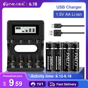 Chargers Palo 1.5v Aa Liion Battery Charger Lithium 2800mwh 1.5 V Liion Aa Rechargeable Batteries for Remote Control Toy Battery Light