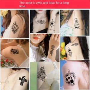 JCVH Tattoo Transfer Black Large Snake Flower Fake Tattoo Sticker for Women Dot Rose Peony Temporary Tattoos Water Transfer tatoos 240427