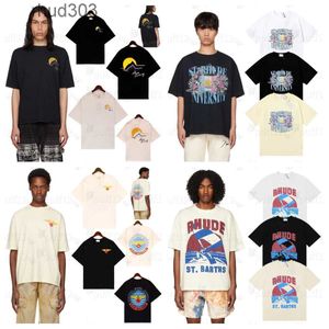 Designer Mens T Shirt Rhude T Shirt Fashion Clothing Tees Shirts Sailing Print High Street Loose Oversize Par Wear Mens Womens Trend Brand Rhude Tshirt Tops C O352