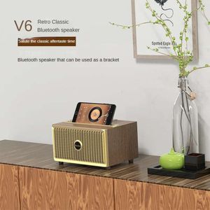 Oneder V6 Vintage Wood Bluetooth Altoparlante creativo Gift Carta regalo Subwoofer Phone Stand Audio Mobile Phone Phone Speaker