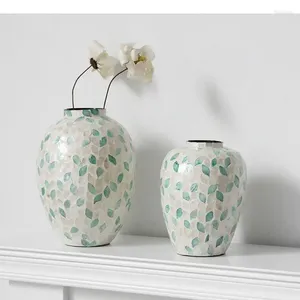Vasos folhas pintadas de madeira vaso artificial Flores artificiais Arranjo de flores Decoração de mesa colorida Inlay Floral