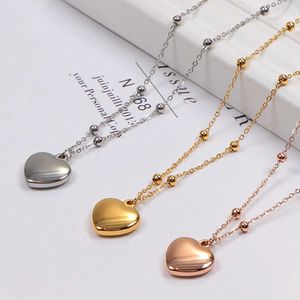 Kashi Korean 3d Love Colored Gold Necklace 18k Versatile Collar Chain Heart Shaped for Women