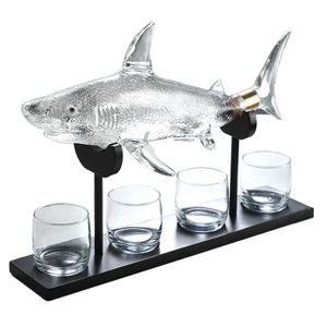 BAR FERRAMENTAS DE VINHO DE DECanter Shark Shaped com suporte usado para presentes de restaurante Luxo de luxo moldado por sopro à mão 240426