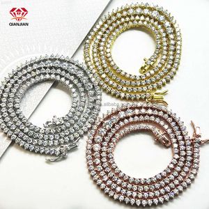 Hip Hop Style 3mm 4mm 5mm S925 Silver 14k 18k Gold Moissanite Necklace Tennis Rope Chain