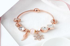 Whole2019 Nuova rosa oro oro rosa albero di gioielli Pandor Bracciale a sospensione in oro rosa intrecciato intrecciato bracciale perle con logo8751758