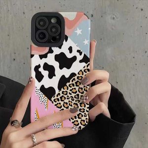 Cell Phone Cases Creative Leopard Cow Silicone Leather Case Suitable for iPhone 15 14 Pro Max 11 12 Mini SE 7 8 Plus X XR XS MAX Soft Shock Cap J240509