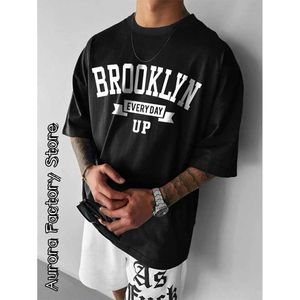 Men's T-Shirts 2024 Summer Mens T-shirt Brooklyn Camisetta Alphabet Printed T-shirt Casual Short Sleeve Street Clothing Extra Large Mens T-shirt J240426