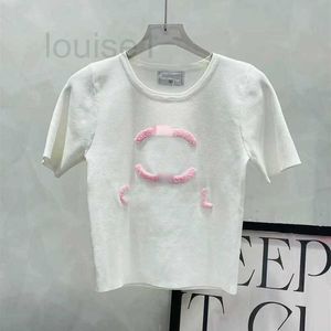 Women's T-shirt Designer Brand correct Letters in the Original Image towel Embroidered Beaded Round Neck Knitted Short Sleeved Top for Women EXVX