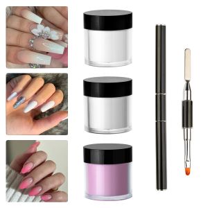 Liquids Acrylic Powder Set with Nail art embossing doubleended brush 3 Colors Acrylic Powder Starter Set, Professional Polymer For Nai