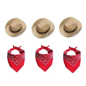 Dog Apparel Adjustable Buckle Pet Bandana Stylish Western Cowboy Costume Set Breathable Hat Scarf Funny Halloween For Dogs