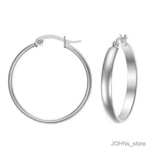 Stud Stainless Steel Fashion Flat Hoop Earrings Geometric Big Circle Wide Earrings for Women Brincos Punk Jewelry Boucles doreilles