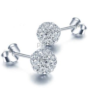 Stud 6/8/10mm White S925 Stamp Plata Color Earrings Micro Disco Balls Crystal Stud Earring Safe To Skin Women Jewelry Wholesale D240426