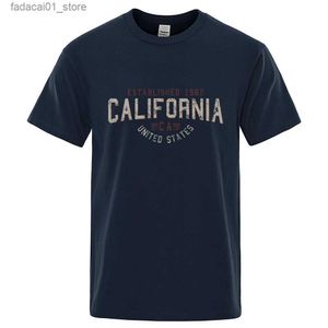 Men's T-Shirts Established in 1982 California USA mens T-shirts oversized cotton summer breathable and loose O-neck shirts hip-hop Q240426