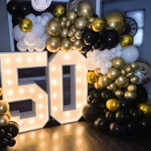 Decorazione 91,5 cm Giant LED LIGHT Numero di compleanno di luce Figura 1 ° Anniversario di compleanno DECORE DELLA SAMINA DELLA DECORE 30 40 50 Numero di compleanno Frame