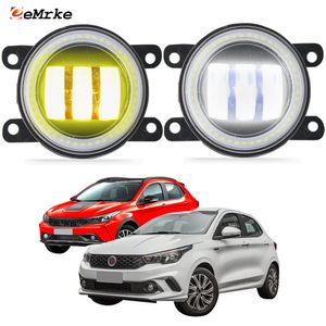 Eemrke ledde Fog Lights Assembly 30W/ 40W för Fiat Argo 358 2016-2023 med Clear Lens + Angel Eyes Drl Dayme Running Lights 12V PTF Car Accessories