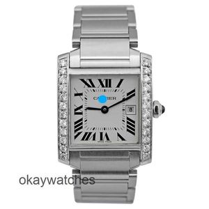 Quadri funzionanti orologi automatici carri armati carter womens w51011q3 quarzo di precisione in acciaio diamante posteriore banda