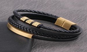 Charm Bracelet Men Multilayer Leather Handmade Wristbands with Magnetic Stainless Steel Closure Length 19cm22cm72847485293367