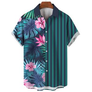 Camisas casuais masculinas Flor de verão 3D Top masculino Hawaii Beach Camisetas ao ar livre