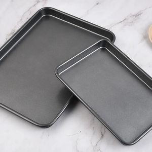 2024 Rectangular Carbon Steel Non-stick Bread Cake Baking Tray Oven Black Diy Pans for Kitchen 14 Inchfor DIY Kitchen Pans