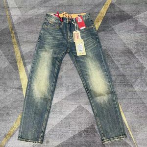 Jeans masculinos primavera verão 99% algodão vermelho ourela jeans elástica para homens de alta qualidade lavagem de calça reta de calça reta Cityboy