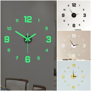 Часы DIY настенные часы 40 см/16 дюймов безрамные современные 3D стены дома и зеркальные наклейки на украшение для домашнего офиса