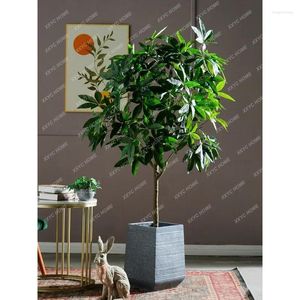 Decorative Flowers Artificial Plant Pachira Macrocarpa Potted Indoor Living Room Fake Flower Tree Bionic Green Landscape Decoration