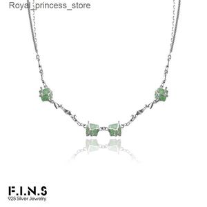 Pendanthalsband F. I.N.S Nya kinesiska GEM -halsband S925 Pure Silver Bamboo Series Green Aventurine Jadeite Oregelbundna Clavik Chain Jewelry Q240426