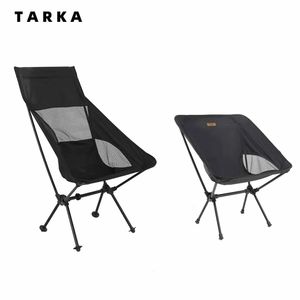 Tarka fällbara campingstolar Ställ in lätt vikbar stol ultralätt ryggsäckande månstolar för trädgårdspicknickstrandfiske 240425
