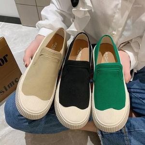 Lässige Schuhe dicker Locked Women Canvas Slaser Frau Sport Sneakers Slip-on Flat-Bottom Mode Platform Flats Schuh Schuh