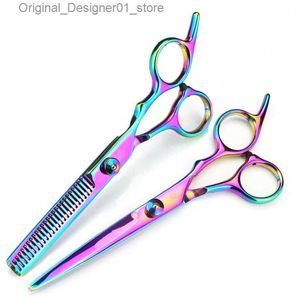 Hair Scissors Hot professional 6-inch thin hair cutting tools stainless steel hairdresser hair clippers Q240426