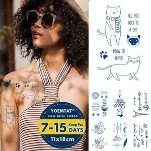 Succo di trasferimento tatuaggio inchiostro duratuto impermeabile thattual sticker da tatuaggio carino gatto animale cupido piuma flash tatuaggi per bambini body arte tatto falso piccolo 240426