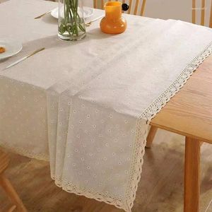 Table Cloth 00011 Small Fresh Cotton And Linen Tablecloth Daisy Rural Student Dormitories White Dustproof Non Slip Decorative C